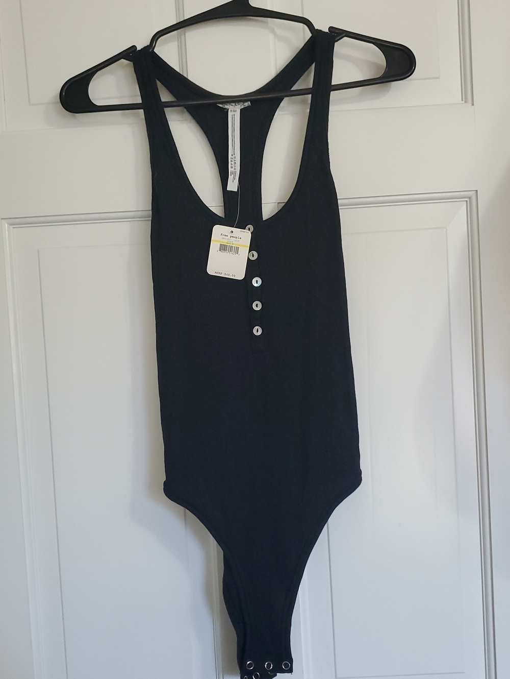 NWT Free People Black Racerback Bodysuit Sz M